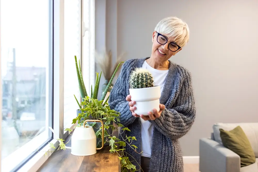 Woman with cactus