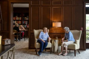 Two women having a conversation at Park Place of Elmhurst